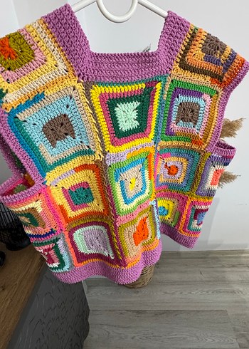 Renkli Bohem Örgü Kadın Yelek - Görsel 7