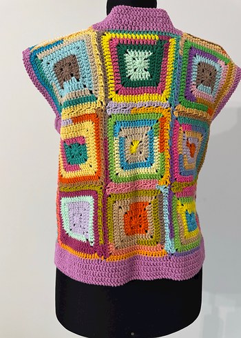 Renkli Bohem Örgü Kadın Yelek - Görsel 5