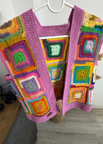 Renkli Bohem Örgü Kadın Yelek - Görsel 6
