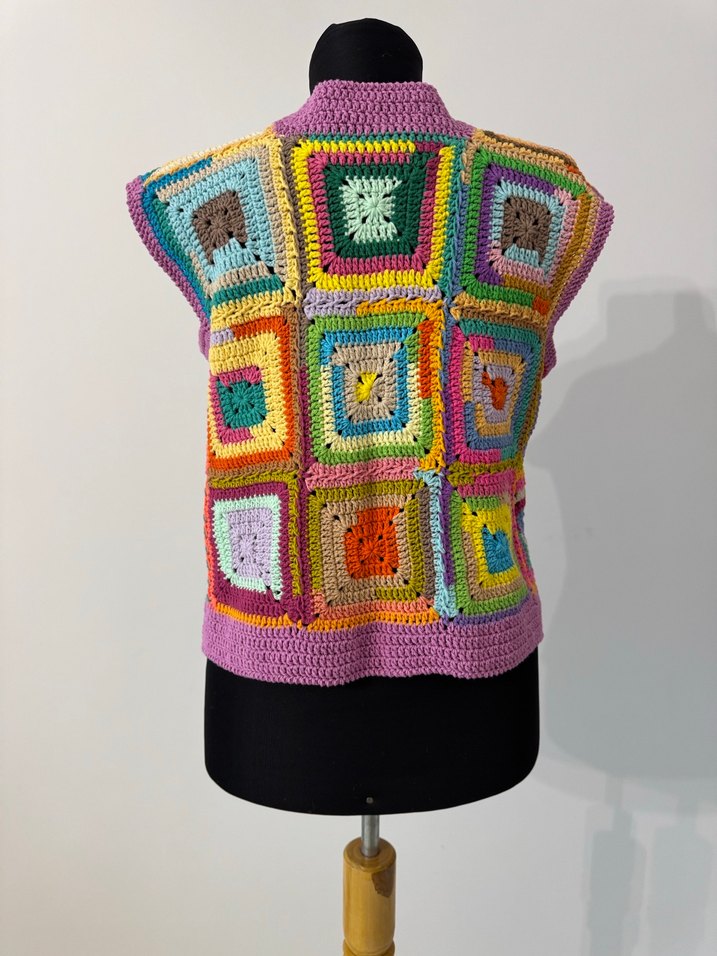 Renkli Bohem Örgü Kadın Yelek - Görsel 4