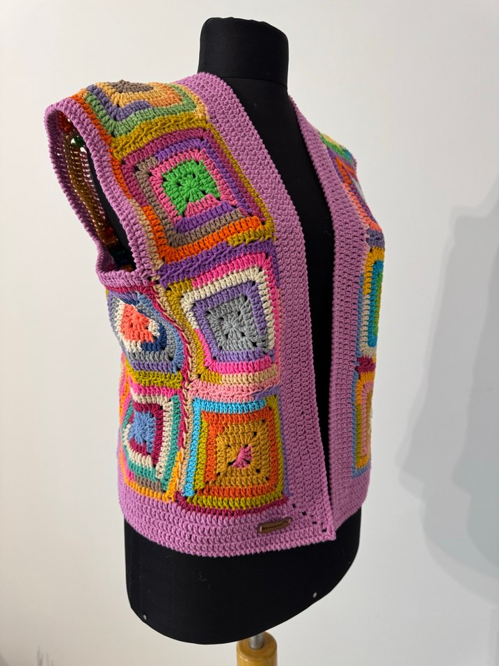 Renkli Bohem Örgü Kadın Yelek - Görsel 3
