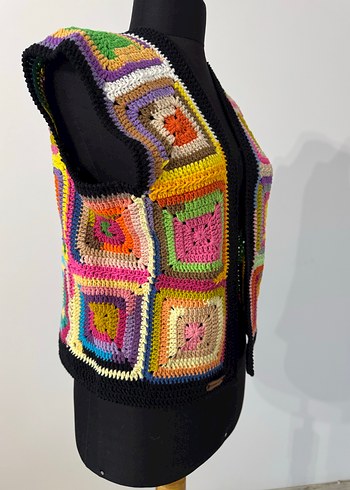 Renkli Örgü Bohem Kadın Yelek - Görsel 3