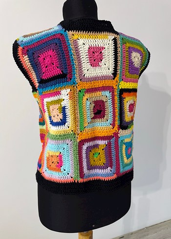 Renkli Örgü Bohem Kadın Yelek - Görsel 5