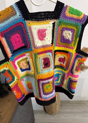 Renkli Örgü Bohem Kadın Yelek - Görsel 6