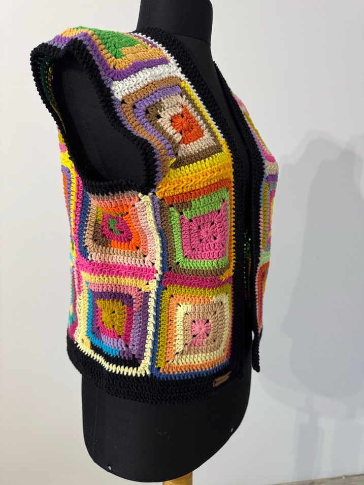 Renkli Örgü Bohem Kadın Yelek - Görsel 3