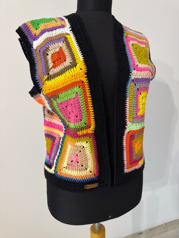 Renkli Örgü Bohem Kadın Yelek - Görsel 2
