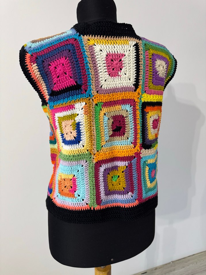 Renkli Örgü Bohem Kadın Yelek - Görsel 5
