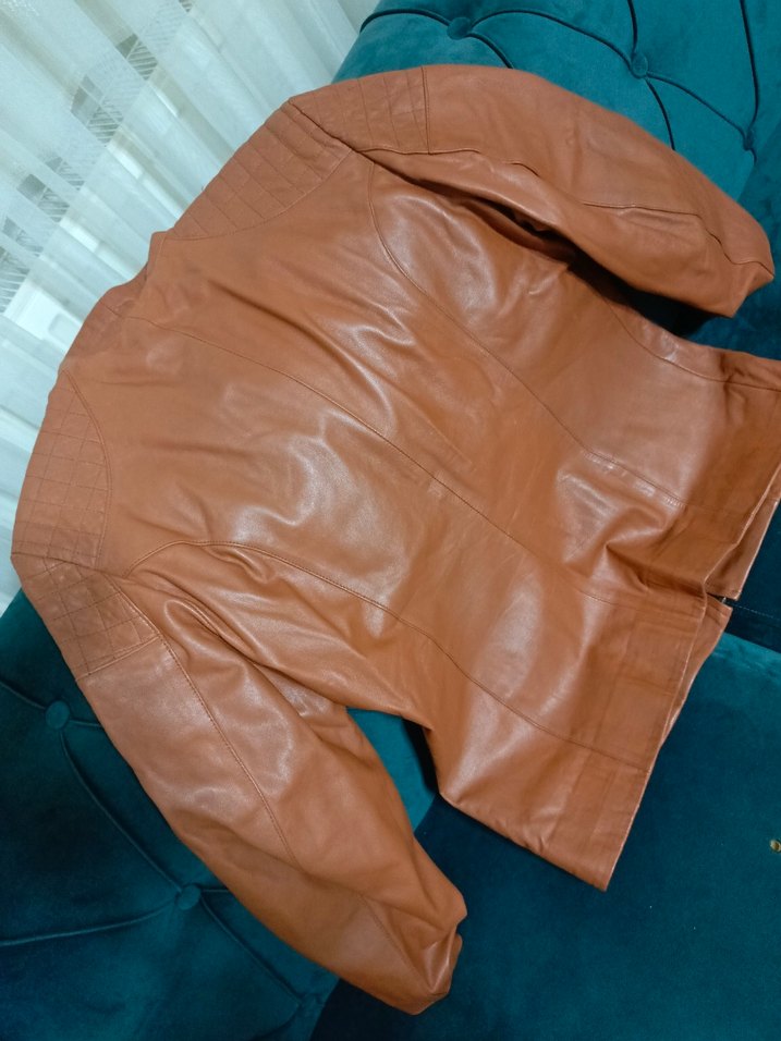 Parlak Kahverengi Deri Ceket - Görsel 2