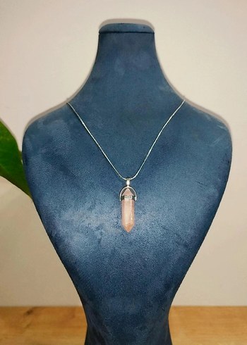 Diğer dogal tas kolye Pembe Zincir Detaylı Midi Kadın Kolye