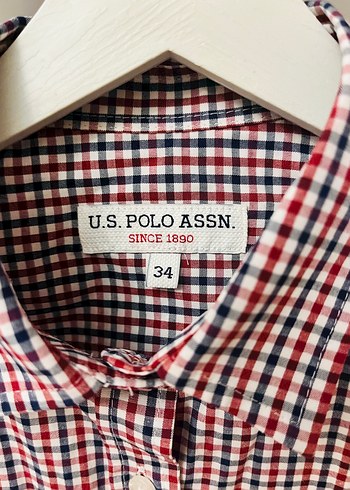 34 Beden bordo Renk Bordo Kareli Uzun Kollu U.S Polo Kadın Gömlek