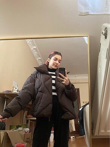 Kahverengi oversize mont
