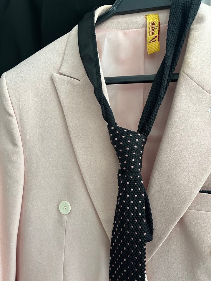 Pembe Çift Düğmeli Erkek Takım Elbise - Görsel 3