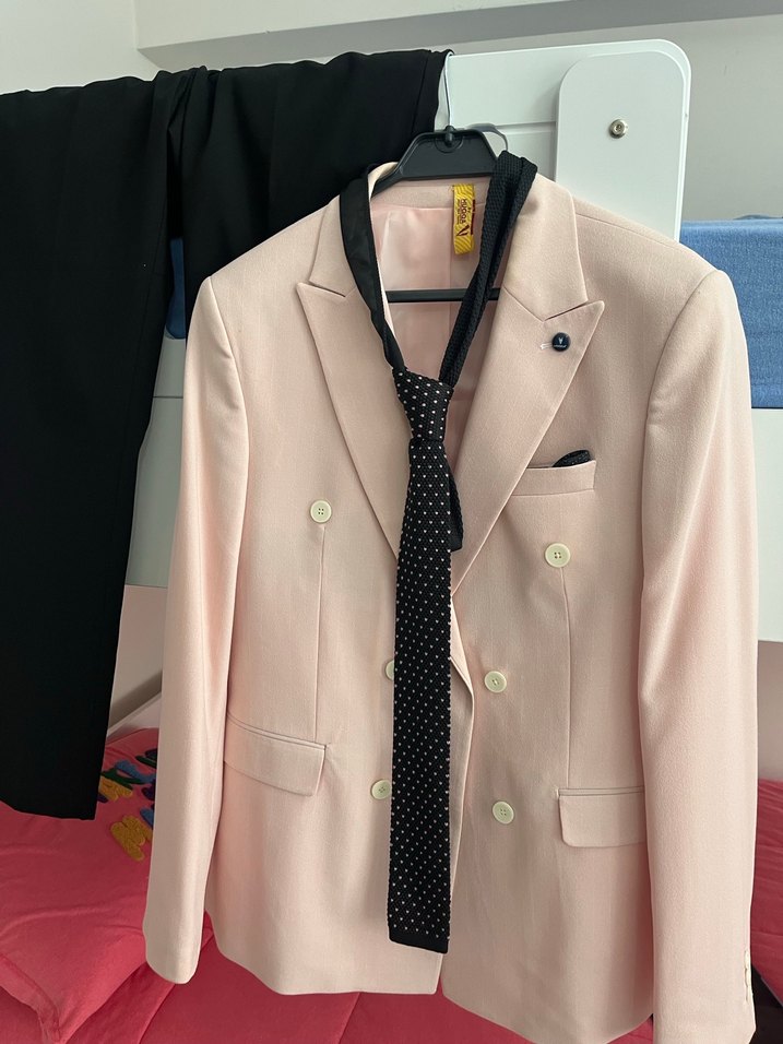 Pembe Çift Düğmeli Erkek Takım Elbise - Görsel 2