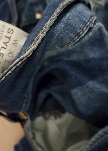 Düğmeli Mavi Kadın Denim Midi Pantolon