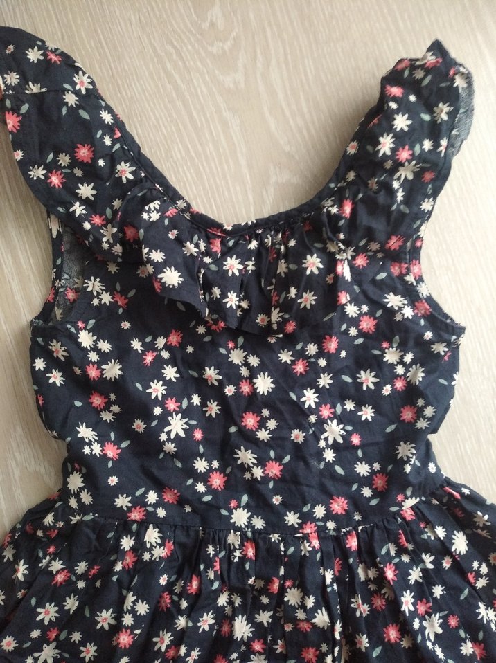 Çiçek Desenli Fırfırlı Kız Elbisesi - Görsel 2