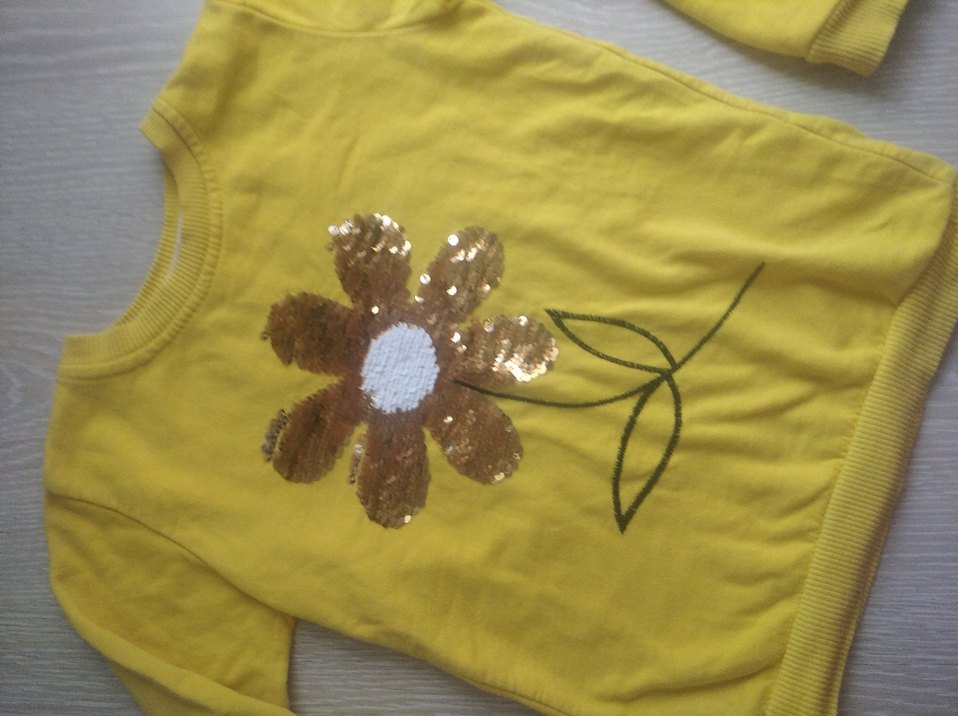 Sarı Nakışlı Çiçekli Çocuk bluz - Görsel 2