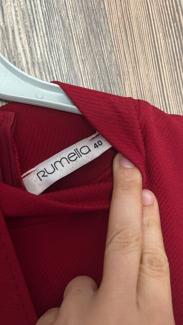 Bordo Uzun Kollu Drapeli Kadın Elbise - Görsel 2