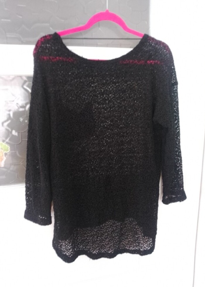 Deri cep detaylı transparan bluz - Görsel 2