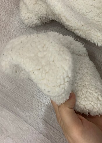 H&M Beyaz Bebek Tulumu, Kürklü, peluş - Görsel 8