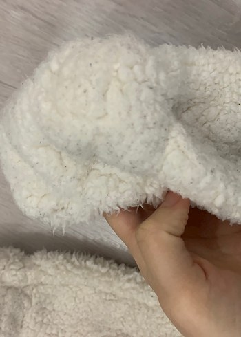 H&M Beyaz Bebek Tulumu, Kürklü, peluş - Görsel 7