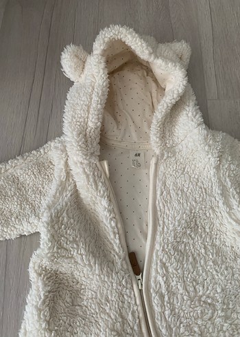 H&M Beyaz Bebek Tulumu, Kürklü, peluş - Görsel 4