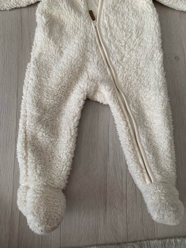 H&M Beyaz Bebek Tulumu, Kürklü, peluş - Görsel 3