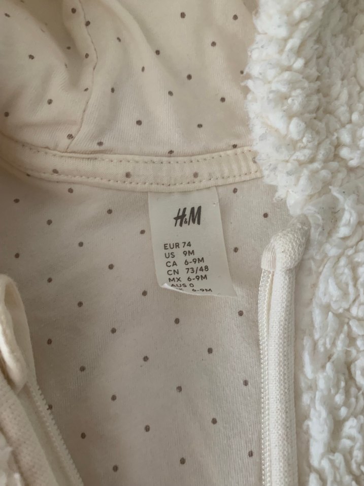 H&M Beyaz Bebek Tulumu, Kürklü, peluş - Görsel 5