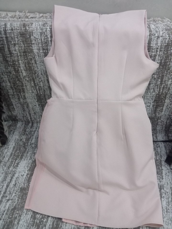 Pembe Pilili V Yaka Midi Abiye Elbise - Görsel 5