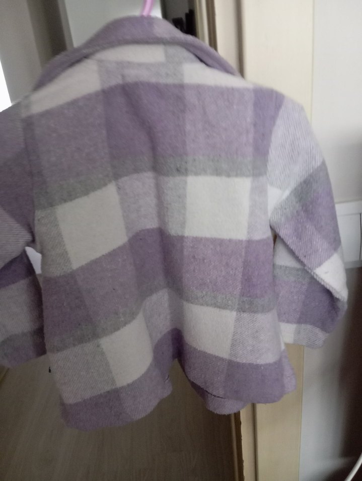 Mor Gri Düğmeli Kız Çocuk Ceket - Görsel 3