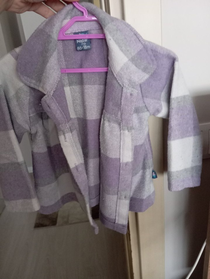 Mor Gri Düğmeli Kız Çocuk Ceket - Görsel 4