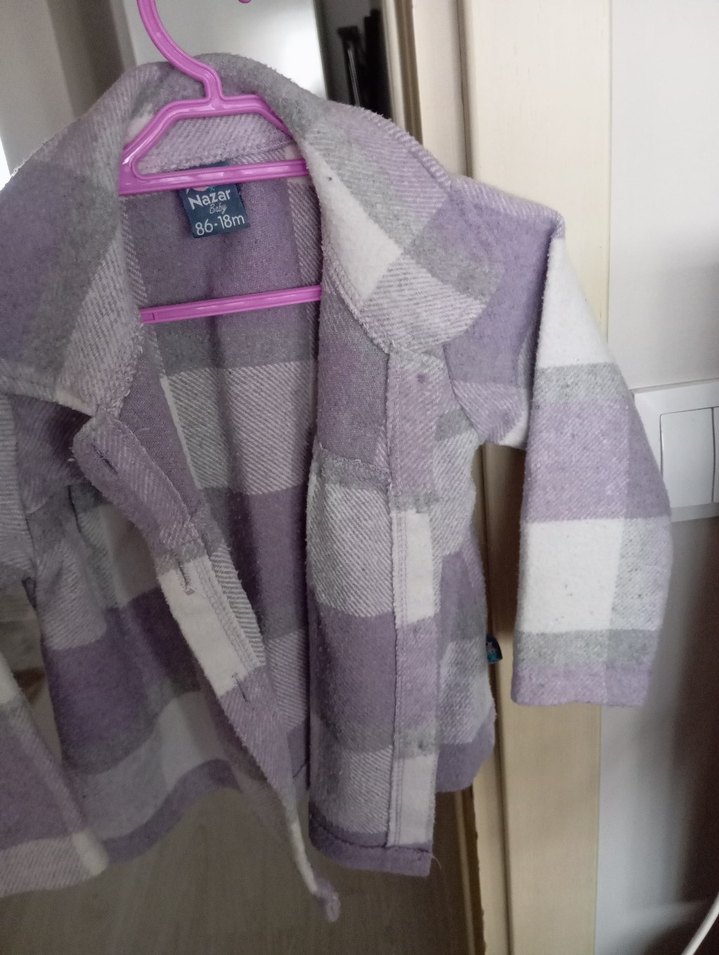 Mor Gri Düğmeli Kız Çocuk Ceket - Görsel 2