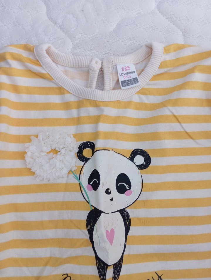 Sarı Çizgili Uzun Kollu Örme Bebek Takımı - Görsel 3