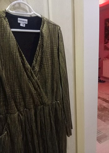 V Yaka Pilili Kisa Kadın Abiye Elbise - Görsel 2