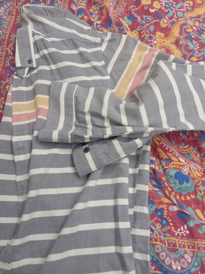 Çizgili Gri Erkek Uzun Kollu Gömlek - Görsel 3