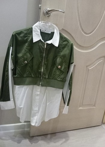 Düğmeli Mini Yeşil Kadın gömlek - Görsel 2