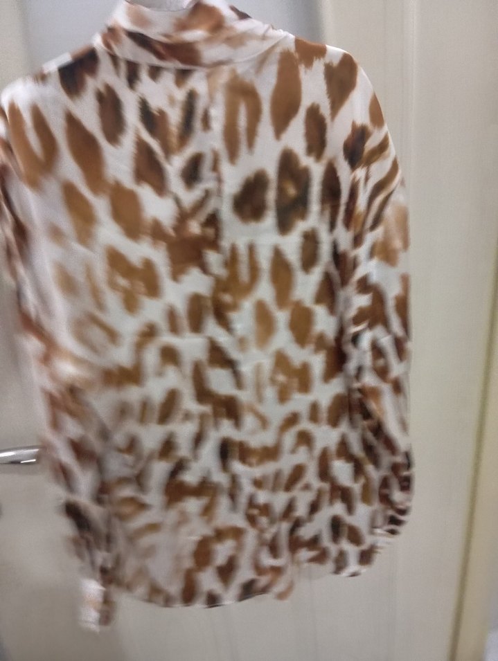 Leopar Desenli Saten Kadın Gömlek - Görsel 3