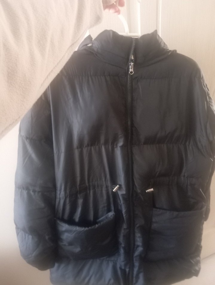 Siyah Fermuarlı Midi Kadın Kışlık Mont - Görsel 2