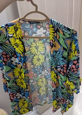 Renkli Çiçek Desenli Bohem Kimono - Görsel 3