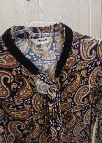 Bohem Uzun Kollu Düğmeli Bluz - Görsel 2