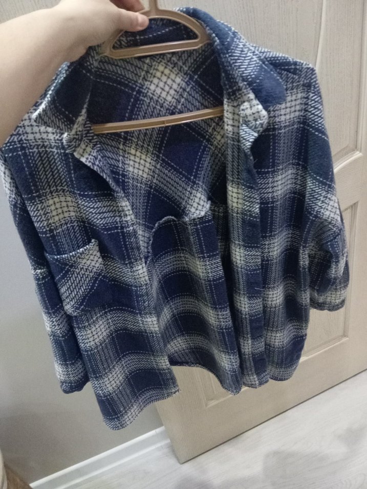 Düğmeli Mavi Yün Kadın Gömlek - Görsel 2