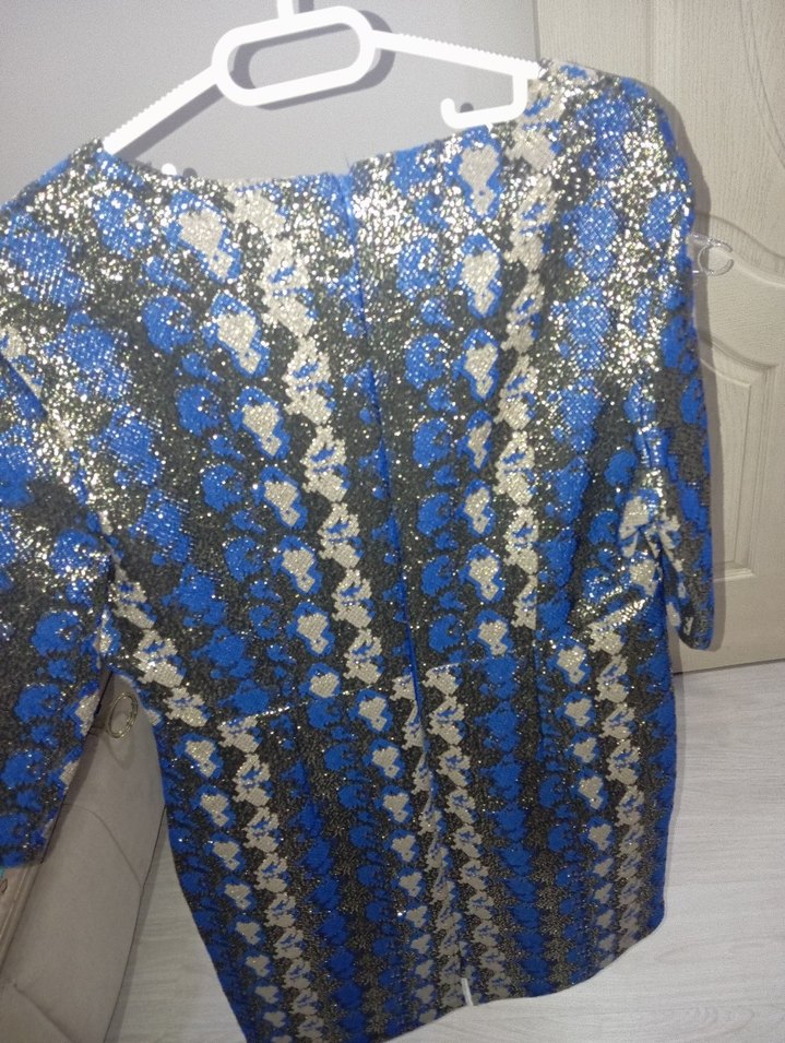 Yılan Desenli Mavi V Yaka Abiye - Görsel 2