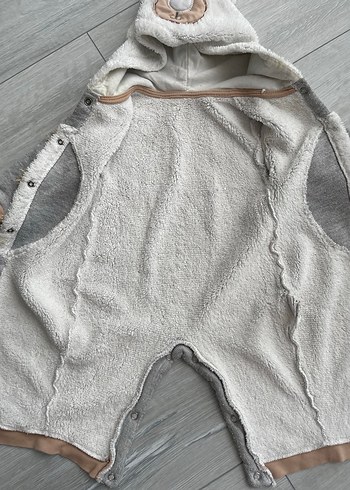 Gri Peluş Erkek Bebek Tulumu - Görsel 2