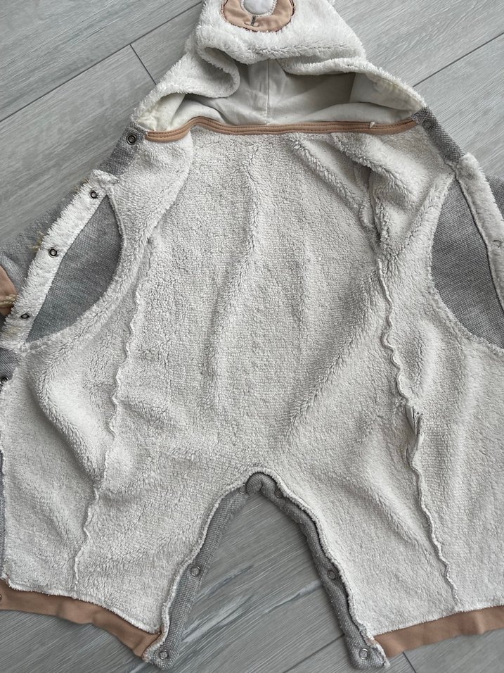 Gri Peluş Erkek Bebek Tulumu - Görsel 2