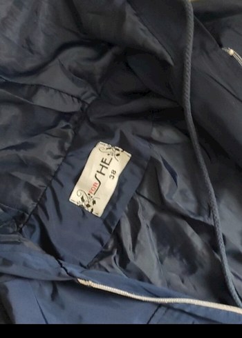 Kapüşonlu Lacivert Kadın Uzun Yağmurluk - Görsel 5