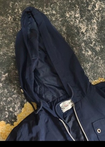 Kapüşonlu Lacivert Kadın Uzun Yağmurluk - Görsel 3