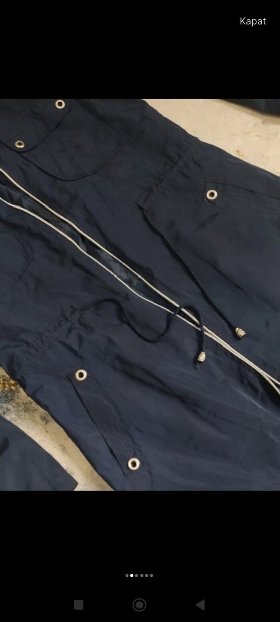 Kapüşonlu Lacivert Kadın Uzun Yağmurluk - Görsel 2