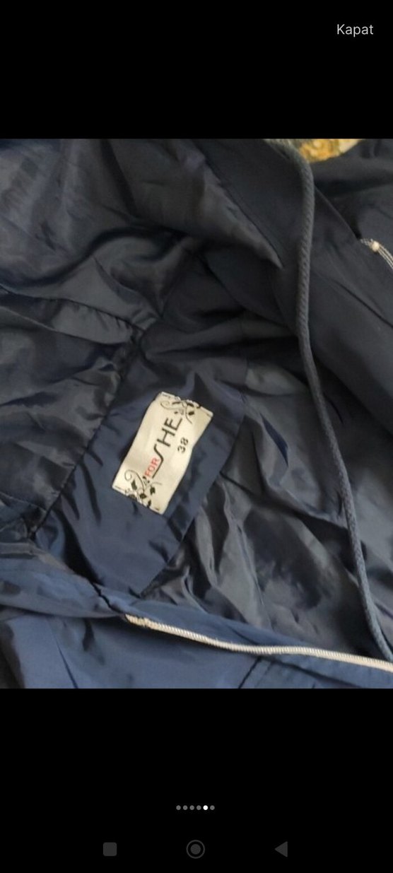 Kapüşonlu Lacivert Kadın Uzun Yağmurluk - Görsel 5