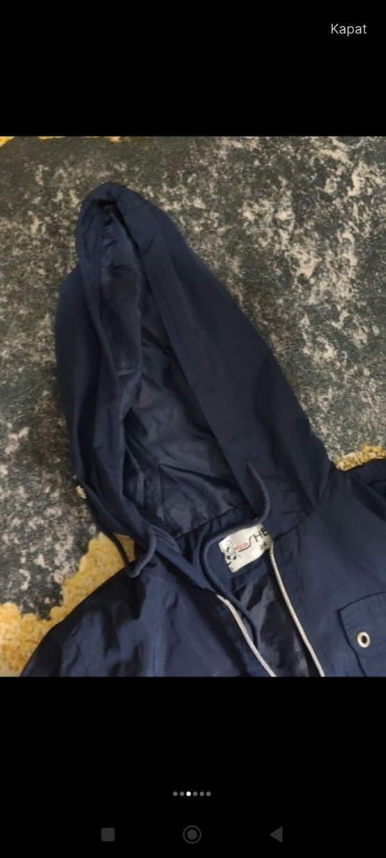 Kapüşonlu Lacivert Kadın Uzun Yağmurluk - Görsel 3