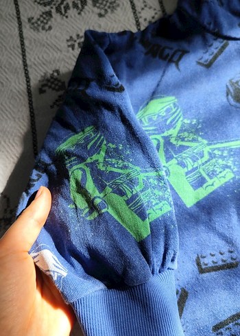 Kapüşonlu Erkek Çocuk Mavi Sweatshirt - Görsel 3