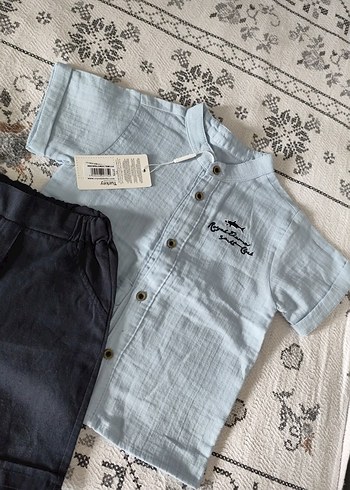 Erkek Bebek Kısa Kollu Denim Takım - Görsel 2